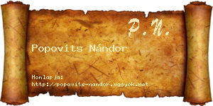 Popovits Nándor névjegykártya